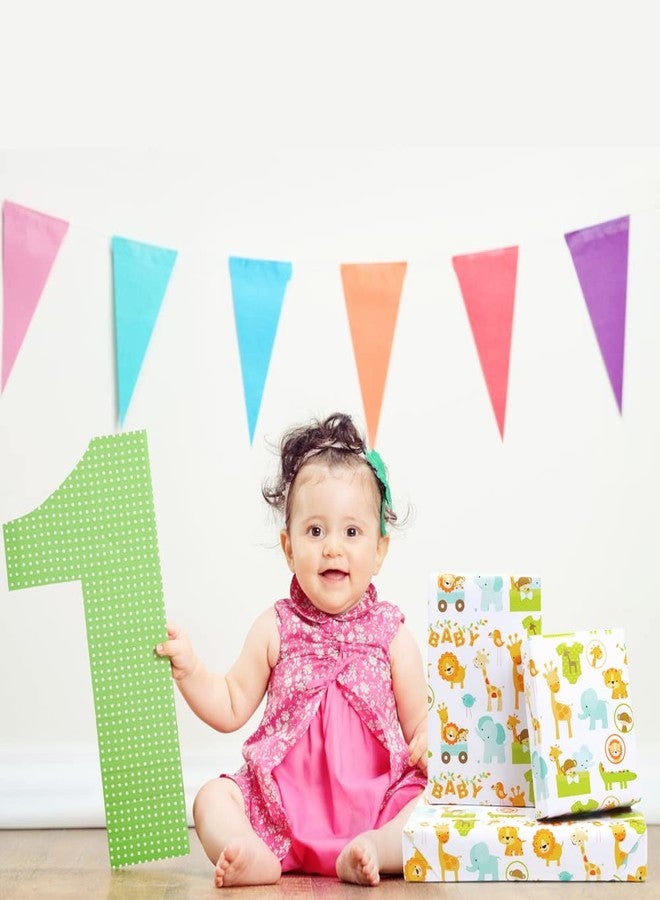 AirCool Gift Wrapping Paper for Baby Boys Girls Infant Kids, 6 Sheets Forest Animals Lion Giraffe Elephant Monkey Crocodile Wrapping Paper Sheet, 20 x 30 Inch Gift Paper for Baby Shower Birthday Kindergarten - Image 5